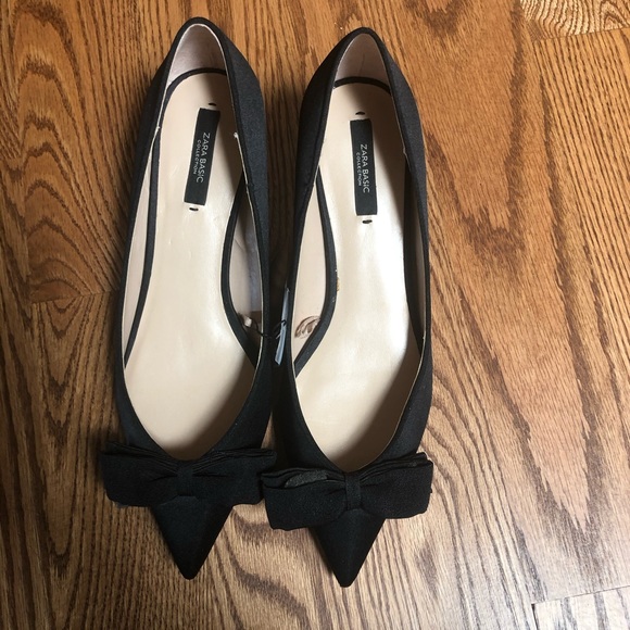 ZARA Black bow kitten heels Size 8 - Picture 3 of 5